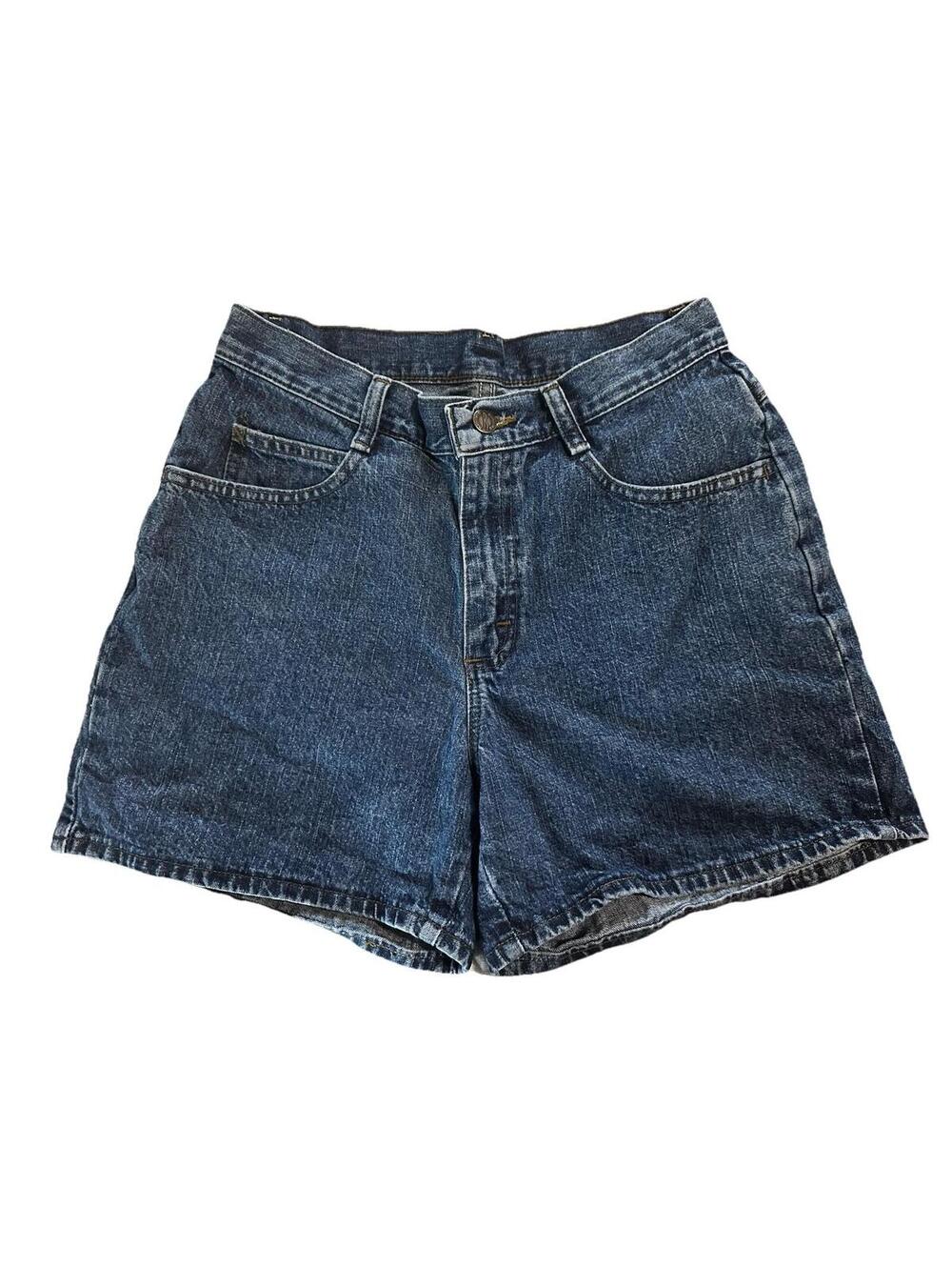 VTG Rider High Rise Denim Shorts Size 28 Dark Wash Blue Staple Closet Clean Wash